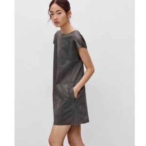 Aritzia Wilfred Free Grey Nori Faux Suede Mini Dress Sz Small
